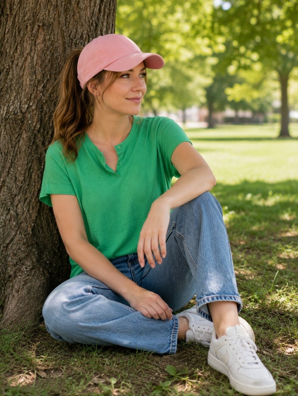 Basic Editions Spring Green Cotton Top - Vintage